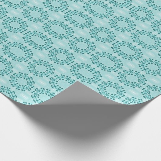 Floral Pattern, Blauwgroen blauw Cadeaupapier (Hoek)
