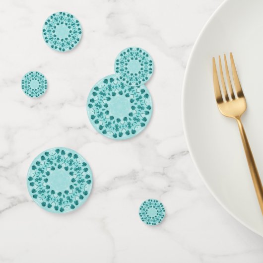 Floral Pattern, Blauwgroen blauw Confetti (Groep)