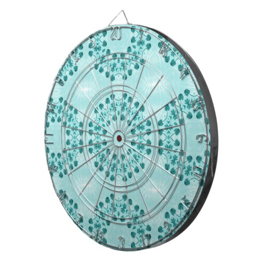 Floral Pattern, Blauwgroen blauw Dartbord (Voorkant Rechts)