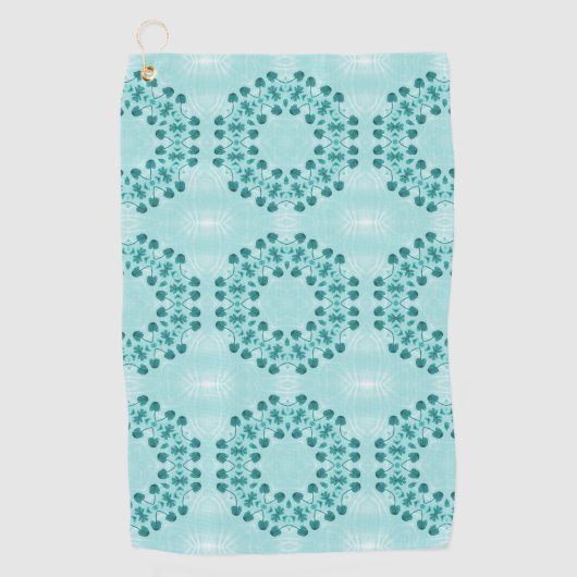 Floral Pattern, Blauwgroen blauw Golfhanddoek (Voorkant)