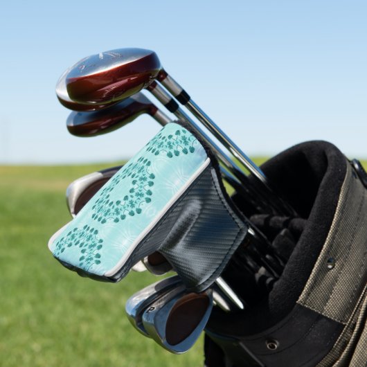 Floral Pattern, Blauwgroen blauw Golfheadcover (Insitu)