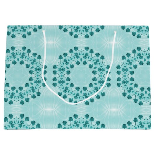 Floral Pattern, Blauwgroen blauw Groot Cadeauzakje (Voorkant)