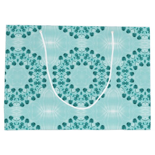Floral Pattern, Blauwgroen blauw Groot Cadeauzakje (Achterkant)
