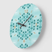 Floral Pattern, Blauwgroen blauw Grote Klok (Hoek)