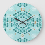 Floral Pattern, Blauwgroen blauw Grote Klok (Voorkant)