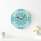 Floral Pattern, Blauwgroen blauw Grote Klok (Huis)