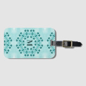 Floral Pattern, Blauwgroen blauw Initiaal Bagagelabel (Voorkant (horizontaal))