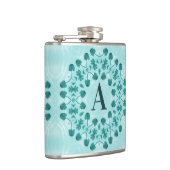 Floral Pattern, Blauwgroen blauw Initiaal Heupfles (Rechts)