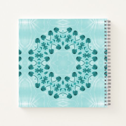 Floral Pattern, Blauwgroen blauw Initiaal Notitieboek (Achterkant)