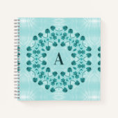 Floral Pattern, Blauwgroen blauw Initiaal Notitieboek (Voorkant)