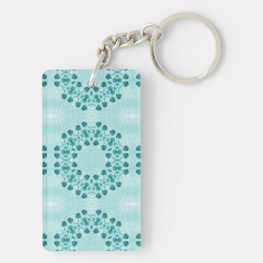 Floral Pattern, Blauwgroen blauw Initiaal Sleutelhanger (achterkant)