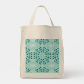 Floral Pattern, Blauwgroen blauw Initiaal Tote Bag (Achterkant)