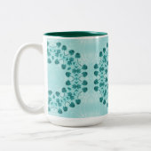 Floral Pattern, Blauwgroen blauw Initiaal Tweekleurige Koffiemok (Links)