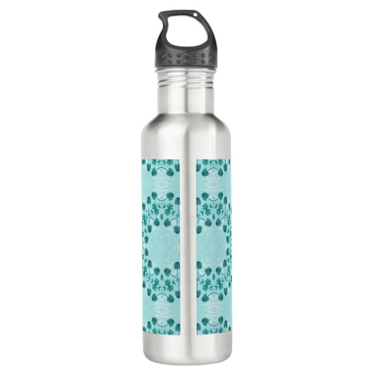 Floral Pattern, Blauwgroen blauw Initiaal Waterfles (Achterkant)