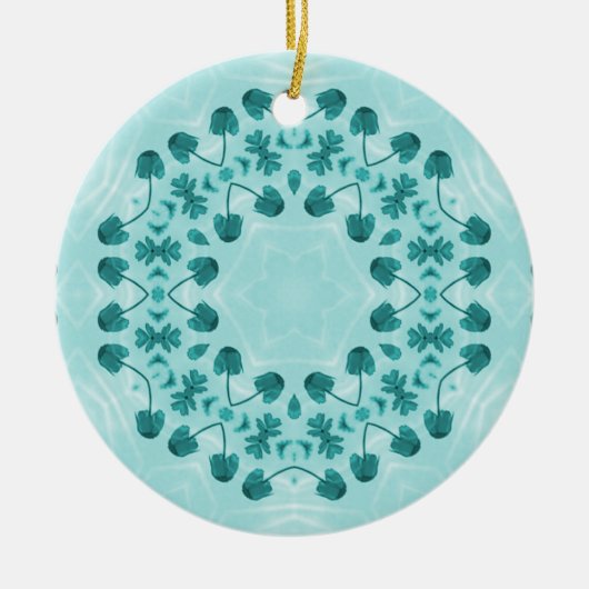 Floral Pattern, Blauwgroen blauw Keramisch Ornament (Voorkant)