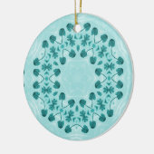 Floral Pattern, Blauwgroen blauw Keramisch Ornament (Links)