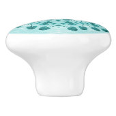 Floral Pattern, Blauwgroen blauw Keramische Knop (Zijkant)