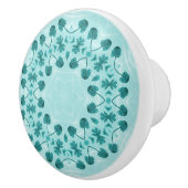 Floral Pattern, Blauwgroen blauw Keramische Knop (Rechts)