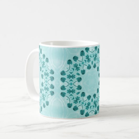 Floral Pattern, Blauwgroen blauw Koffiemok (Voorkant links)