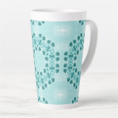 Floral Pattern, Blauwgroen blauw Latte Mok (Rechterhoek)