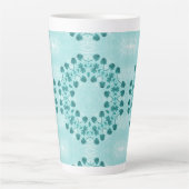 Floral Pattern, Blauwgroen blauw Latte Mok (Voorkant)