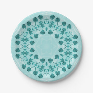Floral Pattern, Blauwgroen blauw Papieren Bordje
