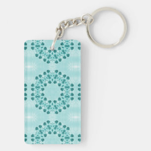Floral Pattern, Blauwgroen blauw Sleutelhanger