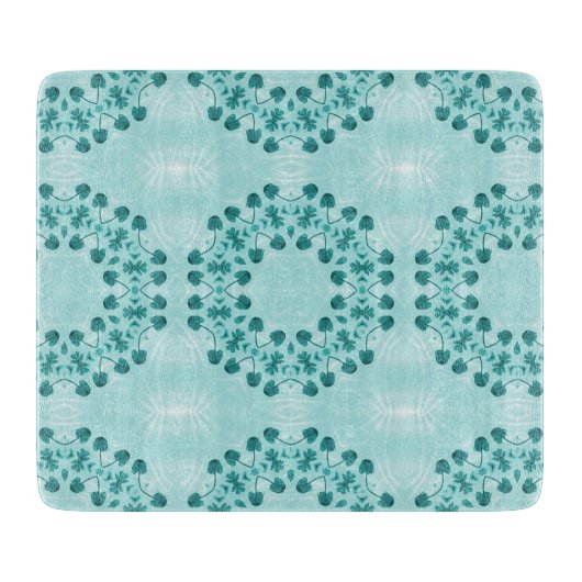 Floral Pattern, Blauwgroen blauw Snijplank (Voorkant)