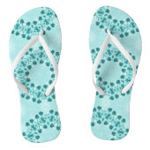 Floral Pattern, Blauwgroen blauw Teenslippers (Voetbed)