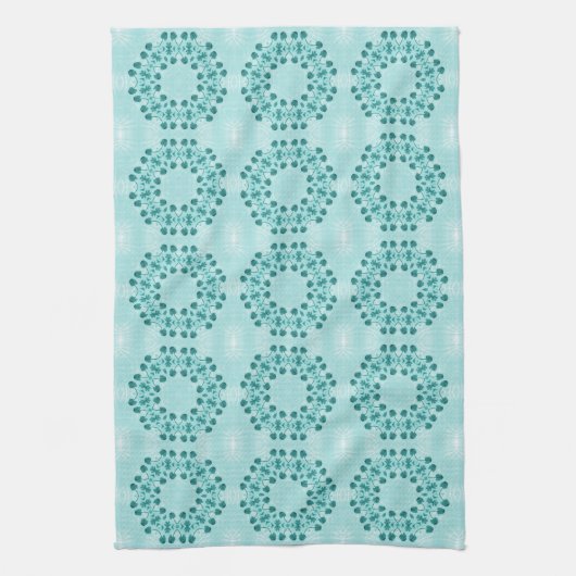 Floral Pattern, Blauwgroen blauw Theedoek (Verticaal)