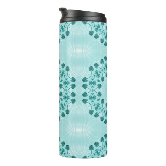 Floral Pattern, Blauwgroen blauw Thermosbeker (Geroteerd rechts)