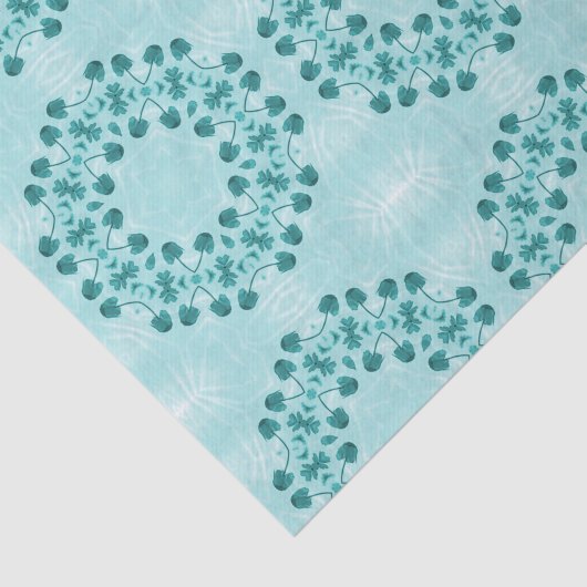 Floral Pattern, Blauwgroen blauw Tissuepapier (Detail)