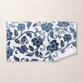 Floral Pattern Blauwgroen en Navy Blue Hand Towel Handdoek (Handdoek)