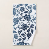 Floral Pattern Blauwgroen en Navy Blue Hand Towel Handdoek (Handdoek)