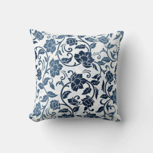Floral Pattern Blauwgroen en Navy Blue Kussen