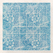 Floral Pattern Blue and White Glazen Onderzetter (Voorkant)