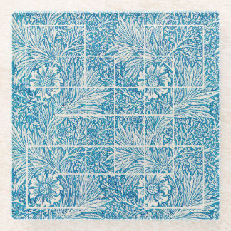 Floral Pattern Blue and White Glazen Onderzetter