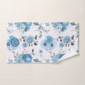 Floral Pattern Blue Border Monogram Bad Handdoek (Handdoek)