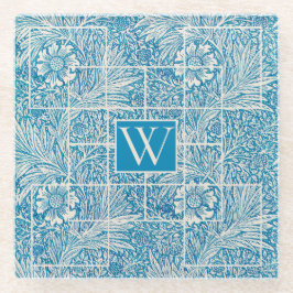  Floral Pattern Blue en White Glazen Onderzetter