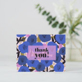 Floral Pattern Blue Hartelijk dank Briefkaart (Staand voorkant)