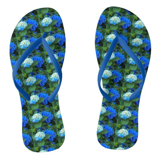 Floral Pattern Blue Hydrangea Teenslippers (Voetbed)