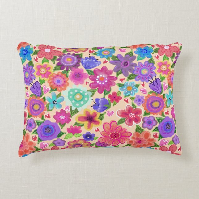  Floral Pattern Boho Style Accent Kussen (Voorkant)