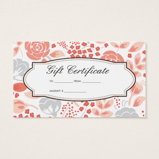Floral Pattern-cadeaubon Visitekaartje (Achterkant)