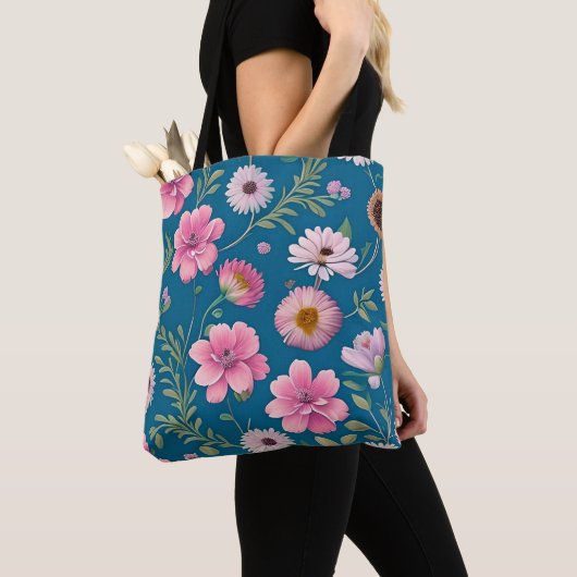 Floral Pattern Canvas tas (Dichtbij)