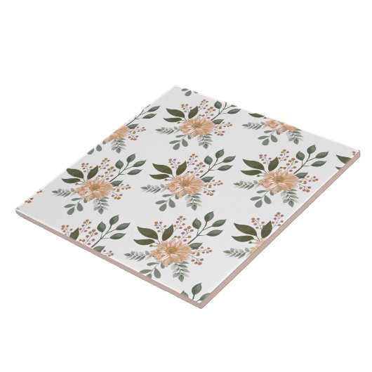 Floral Pattern Ceramic Tile Tegeltje (Zijkant)