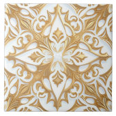 Floral Pattern Ceramic White Gold Tegeltje (Voorkant)