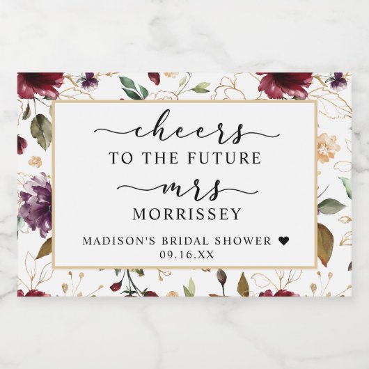 Floral Pattern Cheers Vrijgezellenfeest Favor Sparkling Wijnetiket (Enkel label)