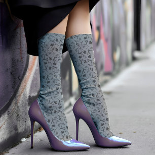  Floral Pattern Chic Elegant & Classy Grey Sokken