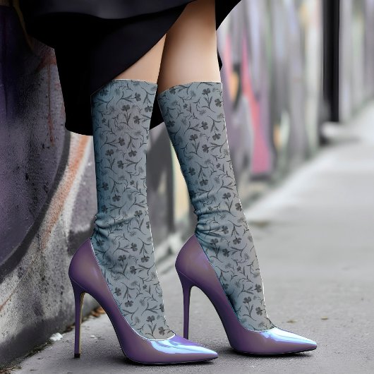  Floral Pattern Chic Elegant & Classy Grey Sokken