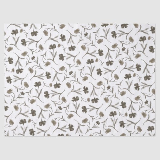 Floral Pattern Chic Elegant Stylish Grey Tissuepapier (Voorkant)